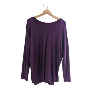 Caslon Cashmere Blend Purple V-Back Sweater Size S
